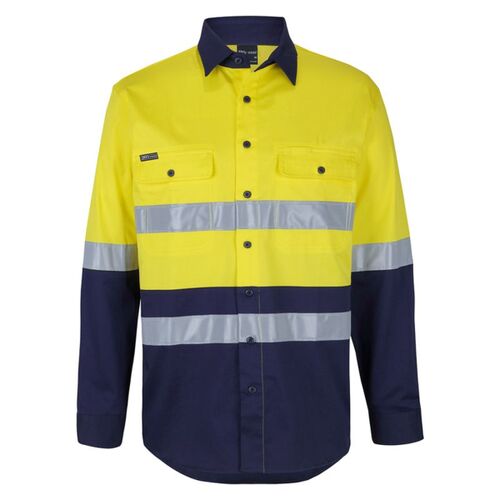 Mens Hi Vis (D+N) Long Sleeve Stretch Work Shirt with Tape Thumbnail