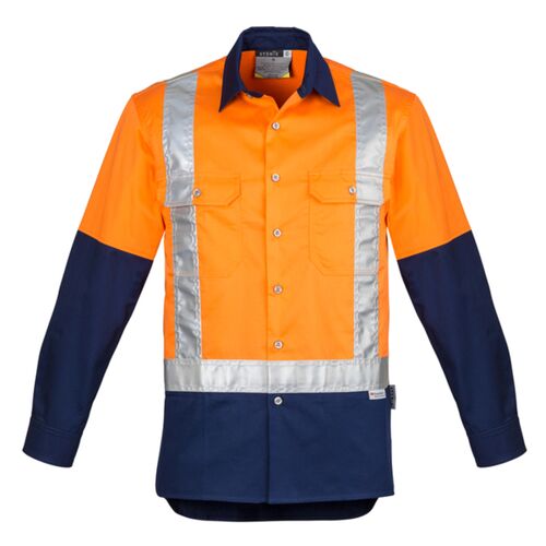 Mens Hi Vis Spliced Industrial Shirt - Shoulder Taped Thumbnail