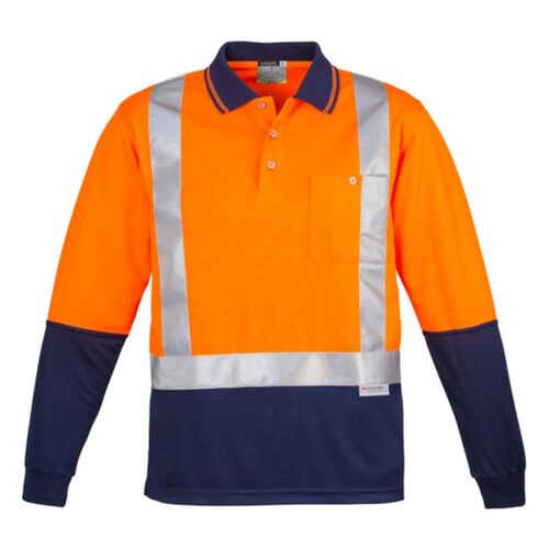 Mens Hi Vis Spliced Polo - Long Sleeve Shoulder Taped Thumbnail