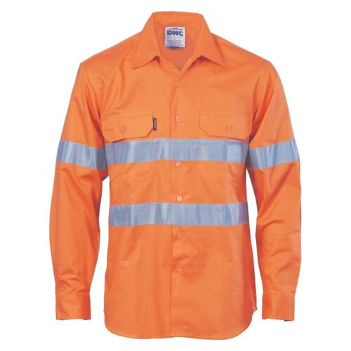 Mens HiVis Vertical Vented Cotton Shirt with Generic R/Tape Thumbnail