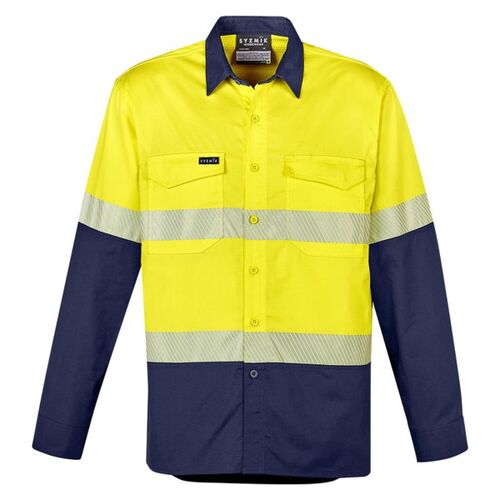Mens Rugged Cooling Hi Vis Segmented Tape Long Sleeve Shirt Thumbnail